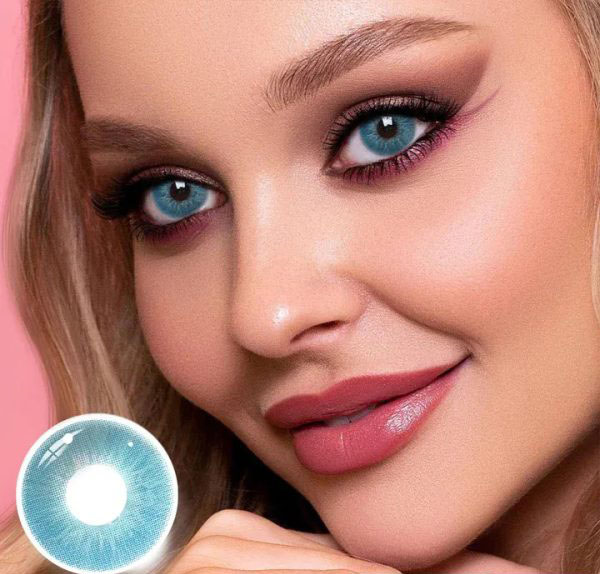 لنز آبی فیروزه ای رگه دار کد 8442
